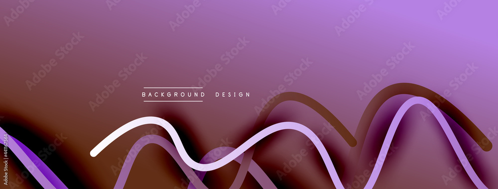 Abstract gradient background with wave line with shadow effect. Geometric composition. 3D shadow effects and fluid gradients