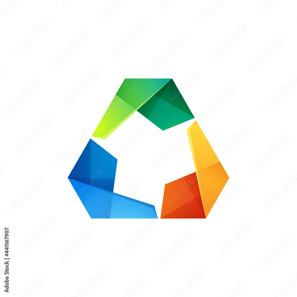 Abstract triangle vector logo. Three volume looped infinity logotype. Abstract triangle vector logo. Three volume looped infinity logotype.