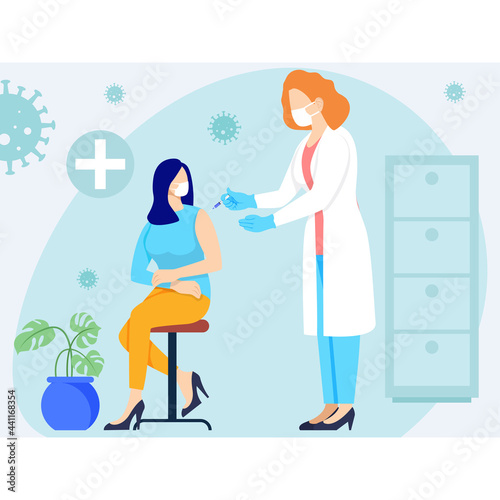 Doctor giving vaccine to girl