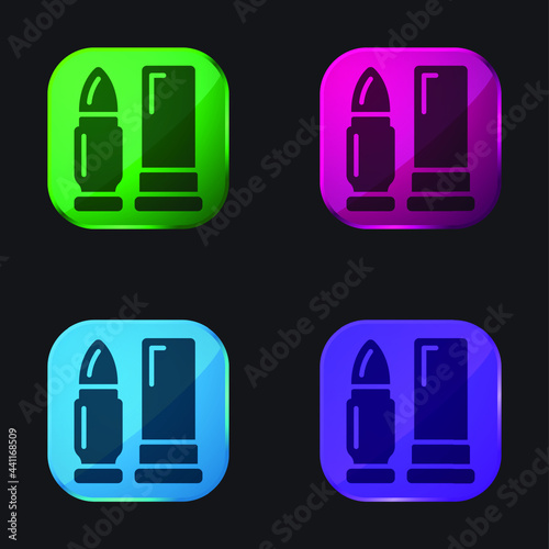 Ammunition four color glass button icon