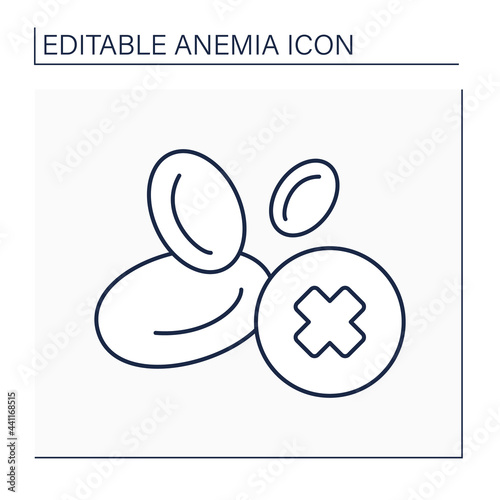 Anemia line icon. Disease symptoms. Low hemoglobin. Lack of red blood cell production. Health protection concept. Isolated vector illustration. Editable stroke