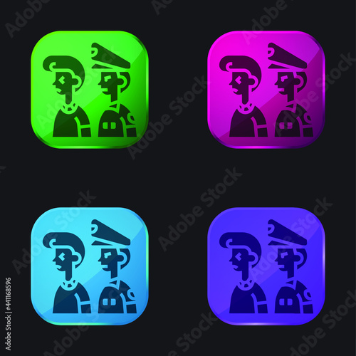 Arrested four color glass button icon