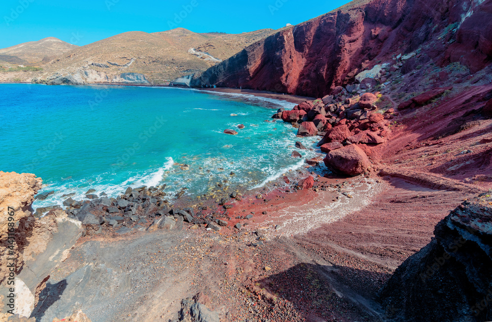 The Red Beach on the Greek Island of Santorini