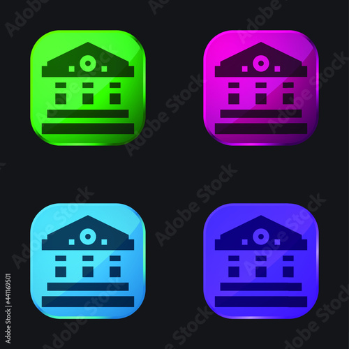 Bank four color glass button icon © LIGHTFIELD STUDIOS