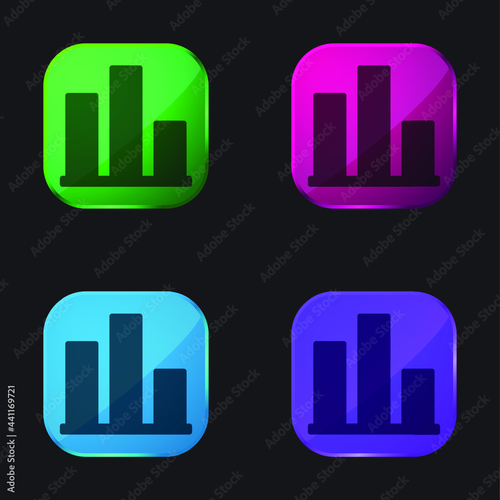 Obraz premium Bar Chart four color glass button icon