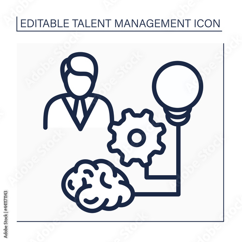 Competency models line icon.Competencies for effective job. Relevant knowledge, skills, and abilities to successfully perform. Talent management concept. Isolated vector illustration. Editable stroke
