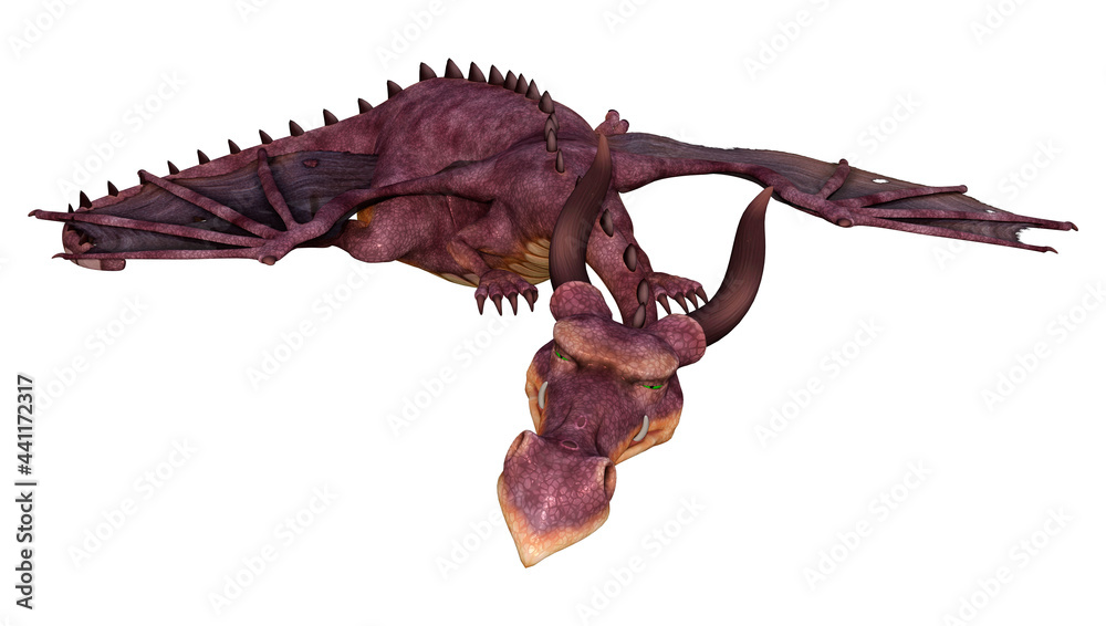 3D Rendering Fairy Tale Dragon on White 3D Rendering Fairy Tale Dragon on White
