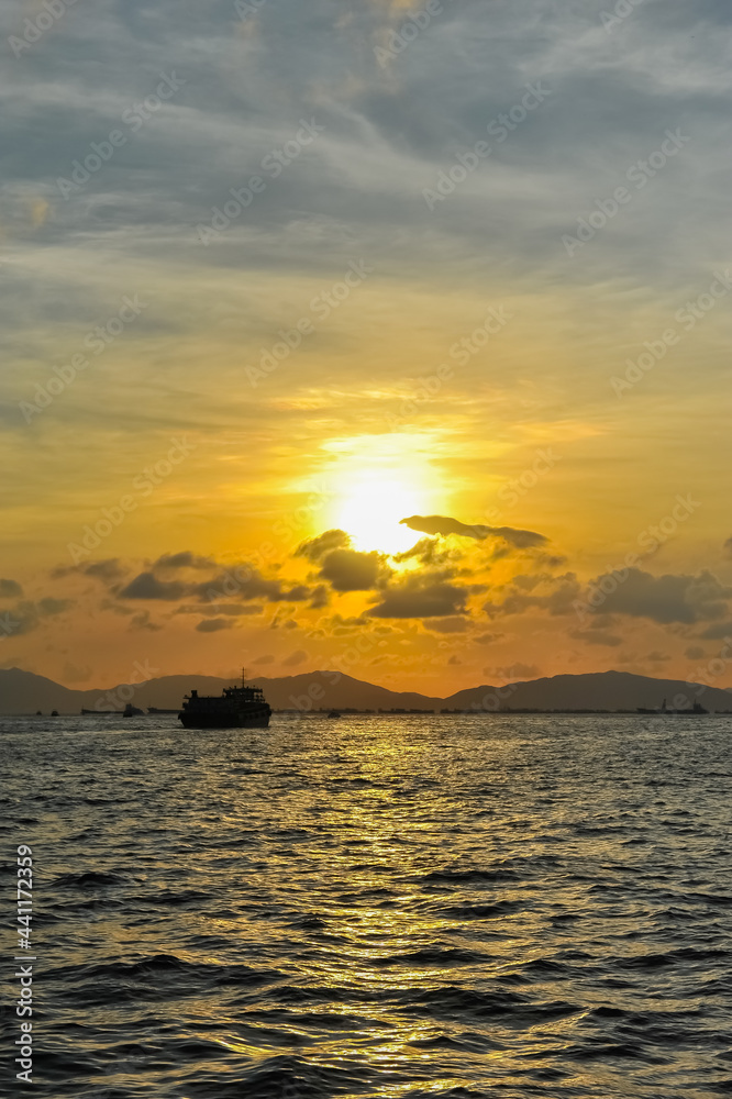 sunset over the sea in Hongkong.