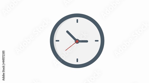 Clock Icon. Vector isolated flat design illustration of a clock
