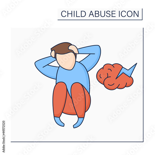 Untreated mental illness color icon. Abuse and neglect through depression, an anxiety disorder, bipolar disorder. Unable to care. Child abuse concept. Isolated vector illustration