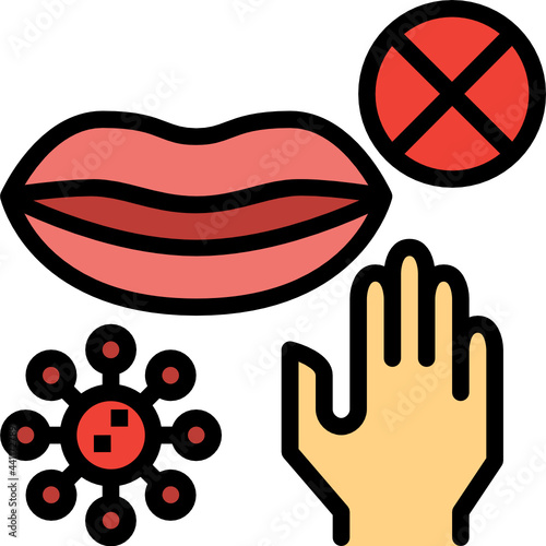 avoid touching mouth color outline icon