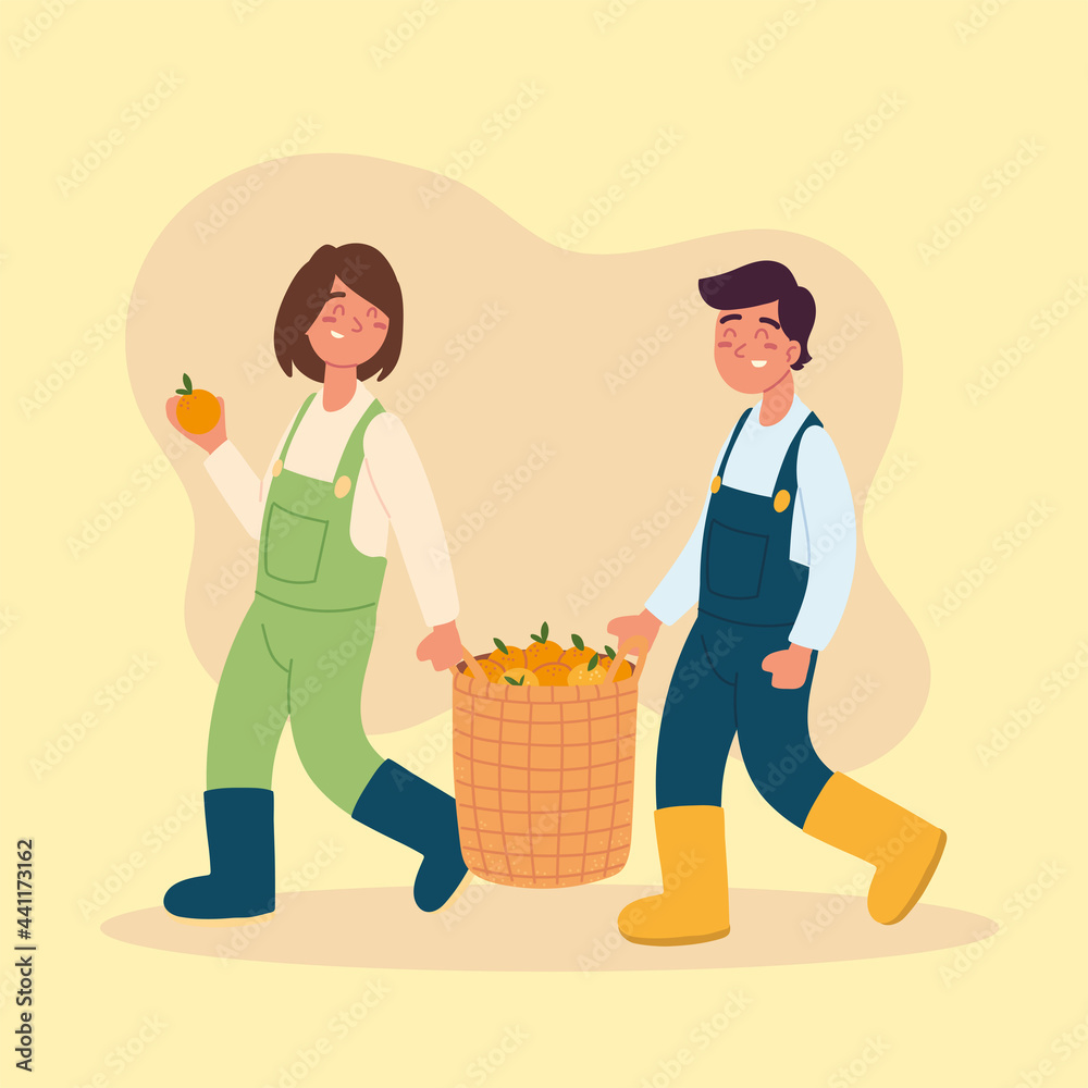 farmers holding basket of oranges farmers holding basket of oranges