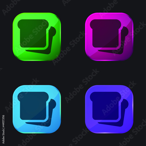 Bread four color glass button icon