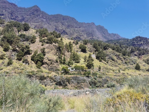 Hiking routes in the national park "Caldera de Taburiente" on the island of La Palma, Canaries, Spain.