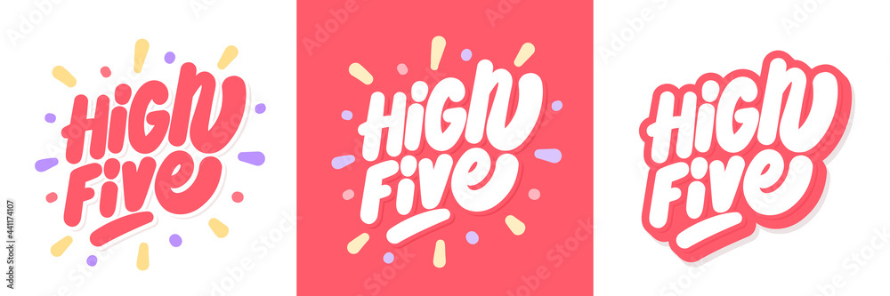 Quadro su tela High five. Vector handwritten banners set.