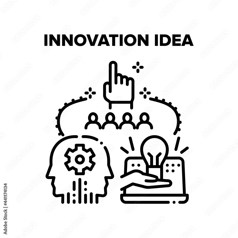 Innovation Idea Vector Icon Concept. Innovation Idea For Development Software And Technology, Developing Strategy And Production Process. Innovative Digital System Black Illustration