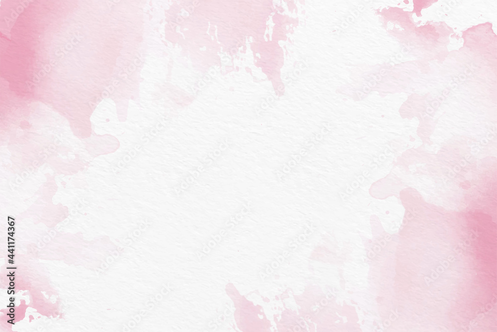 Abstract pink watercolor vector background. Grunge paint splash paper texture in pastel color. Light art ink aquarelle brush background