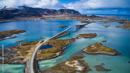 Fredvang bridge in Lofoten, Norway