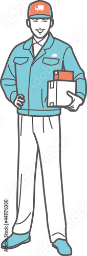 荷物を持つ宅配便の男性