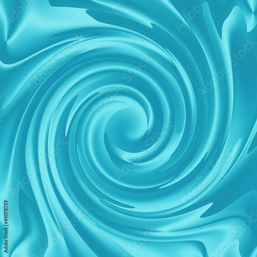 Illustration of gradient turquoise blue abstract spiral shape 