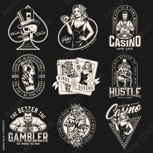 Gambling monochrome designs collection