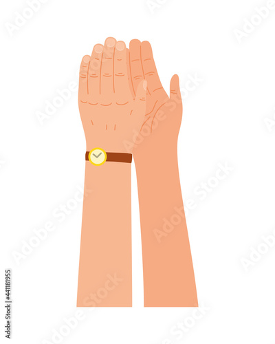 hands with watch clapping