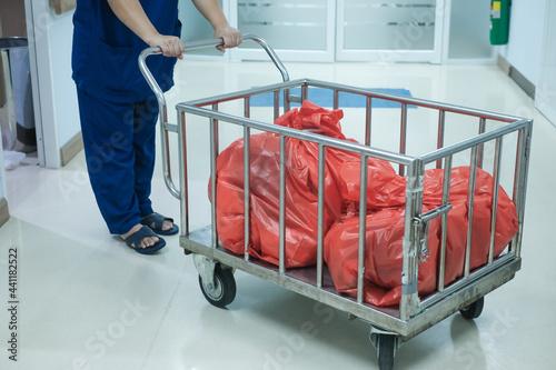 Fotografi Biohazard bag for infectious waste in hospital
