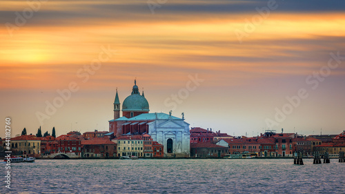 Chiesa del Santissimo Redentore (Church of the Most Holy Redeemer) - Il Redentore Church at sunset, Venice, Italy. © daliu