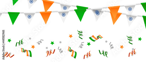 Indian Independence Day. Balloons and ribbons. India flag. August 15