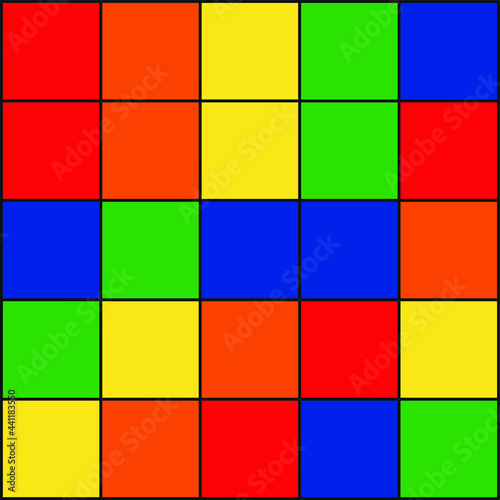 Formas geométricas em quadrados coloridos na forma de um cubo mágico. photo