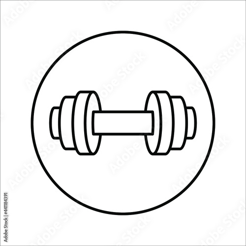 vector illustration of dumbbells, barbells, fitness equipment, gym isolated on white background. color editable