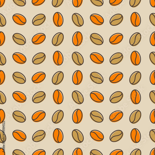 Seamless color coffee bean pattern for coffee shop backgrounds, cafe decorations, dining venues and culinary events. for a coffee-themed greeting card. for coffee-themed fabric motifs