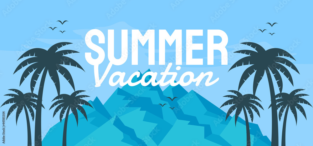 Summer template for banner, social media, greeting card. vector illustration