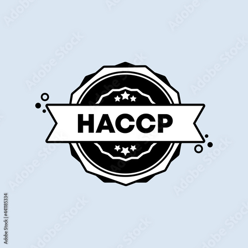 HACCP stamp. Vector. HACCP badge icon. Certified badge logo. Stamp Template. Label, Sticker, Icons. Vector EPS 10. Isolated on white background