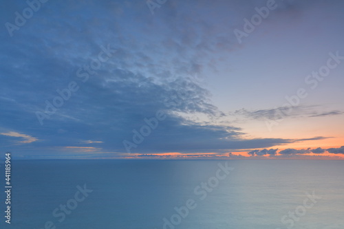 The North sea at dawn, taken from Bempton cliffs, East Yorkshire, UK, with some motion blur of the sea.