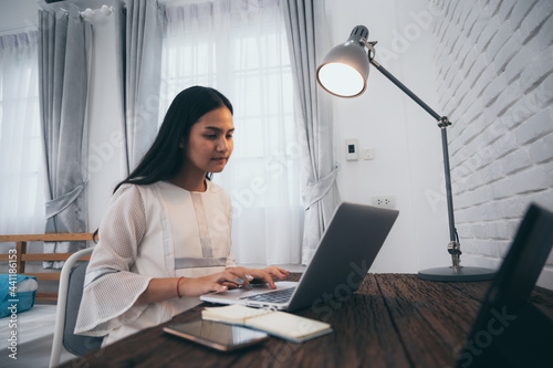 a asian girl work from home...