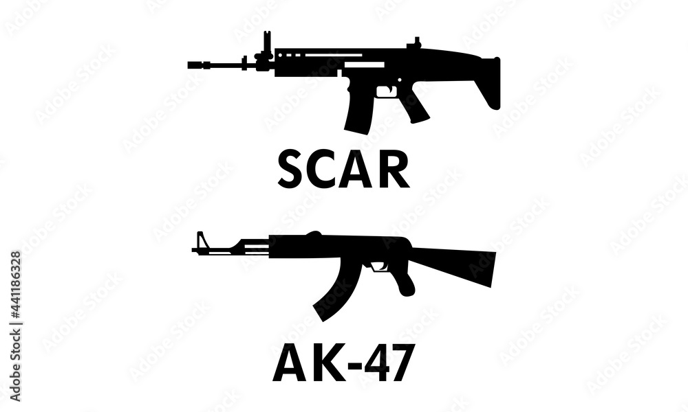 gun scar and AK-47 illustration vector gun scar and AK-47 illustration vector