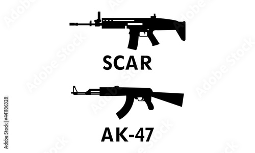 gun scar and AK-47 illustration vector