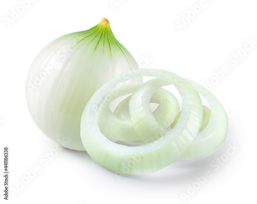Fototapete Peeled onion bulb isolated