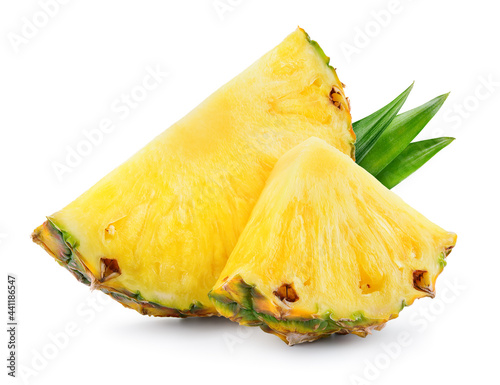 Photo Pineapple slices with leaves