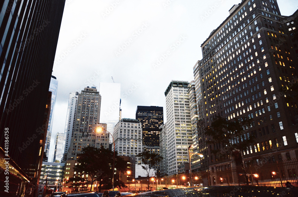 USA, NEW YORK: Scenic architecture photography of Lower Manhattan skyscrapers and streets USA, NEW YORK: Scenic architecture photography of Lower Manhattan skyscrapers and streets