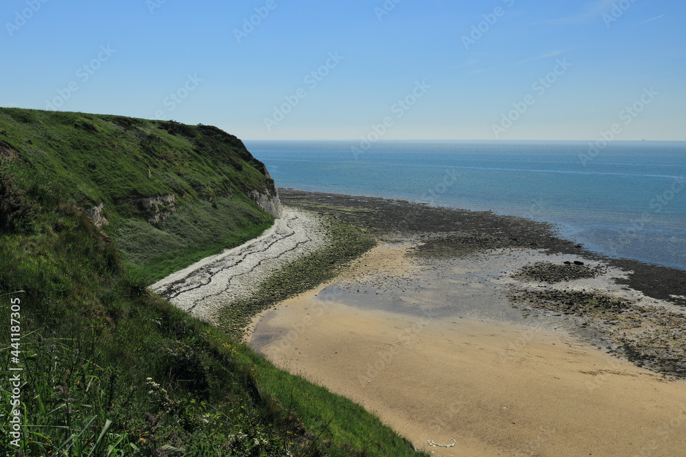 The north sea viewed from the cliffs above the south landing on Flamborough Headland, East Yorkshire, UK. The north sea viewed from the cliffs above the south landing on Flamborough Headland, East Yorkshire, UK.