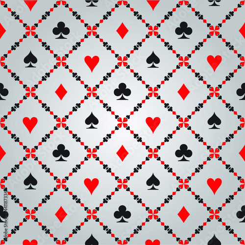 Playing cards signs seamless pattern