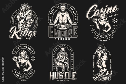 Casino and poker game vintage labels