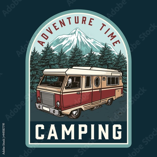 Camping vintage colorful label