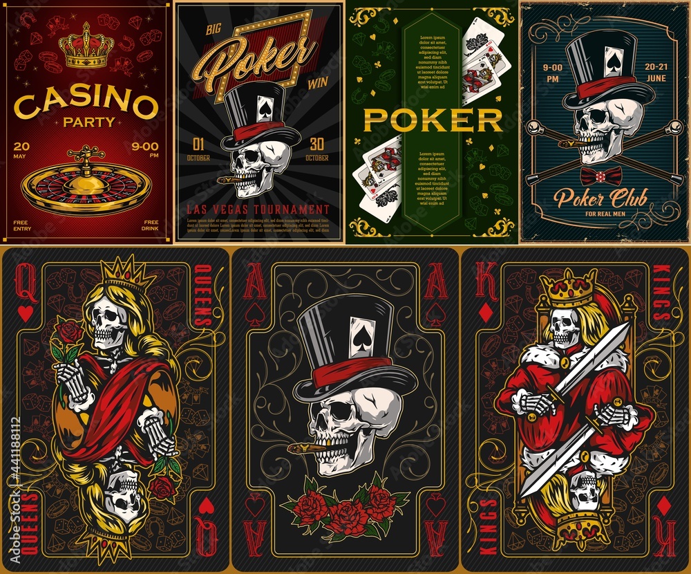 Gambling vintage posters set