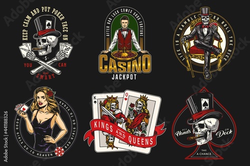 Vintage colorful gambling labels