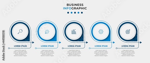 Vector Infographic design business template with icons and 5 options or steps. Can be used for process diagram, presentations, workflow layout, banner, flow chart, info graph