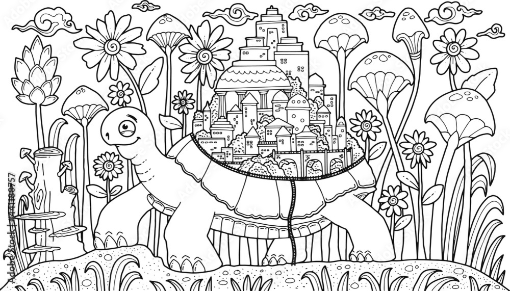 Fantasy Illustration for coloring page adult