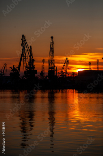 Sea Port industry sunset